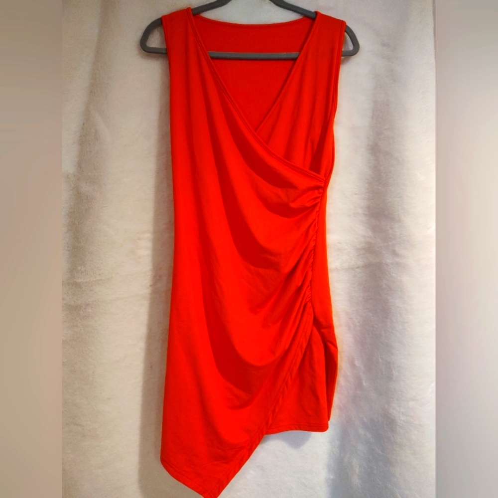 Orange faux wrap dress, size XL